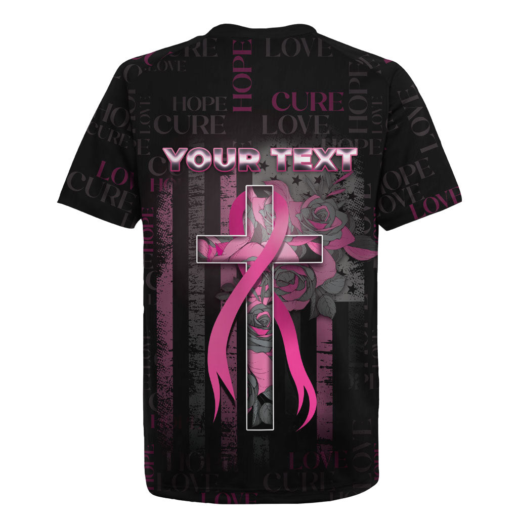 Personalized American Breast Cancer Support Rugby Jersey Hope And Cure Cross