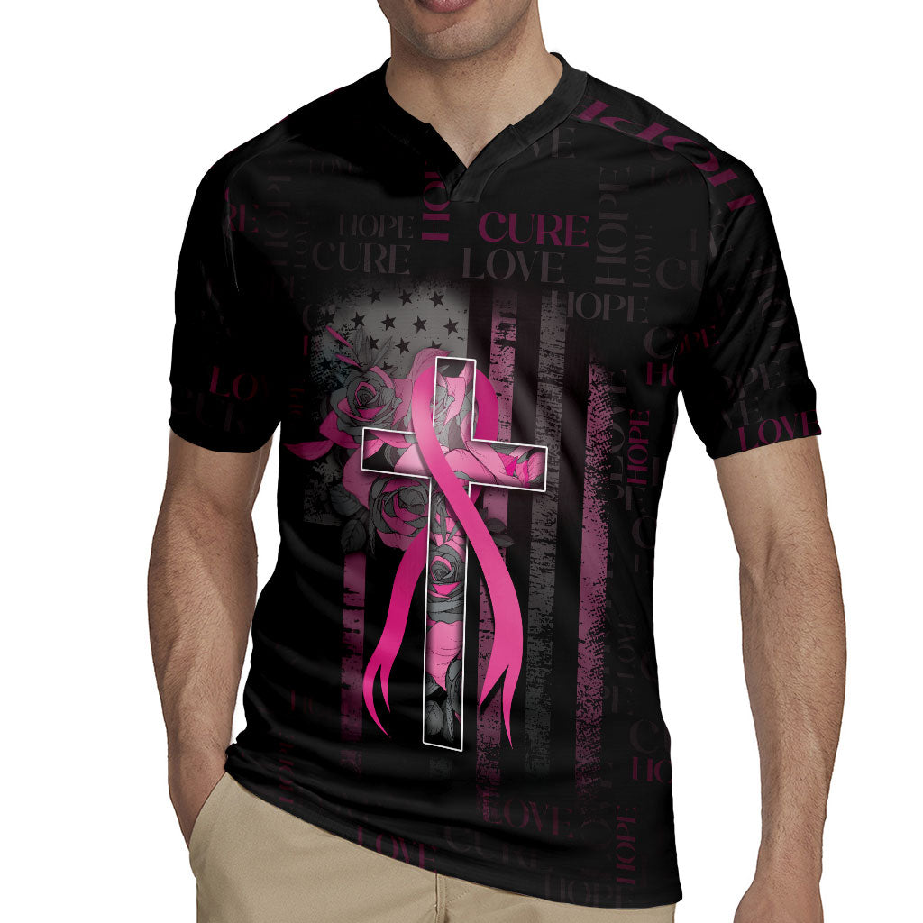 Personalized American Breast Cancer Support Rugby Jersey Hope And Cure Cross