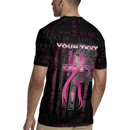 Personalized American Breast Cancer Support Rugby Jersey Hope And Cure Cross