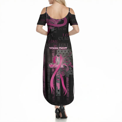 Personalized American Breast Cancer Support Summer Maxi Dress Hope And Cure Cross