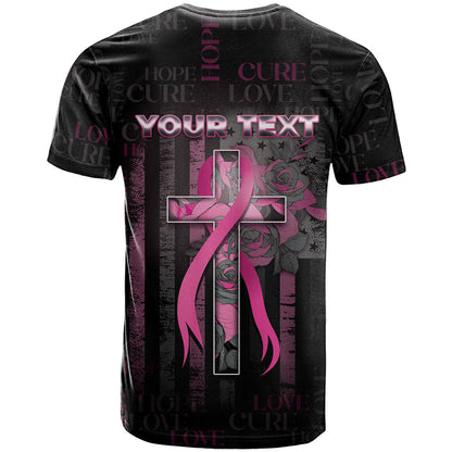 Personalized American Breast Cancer Support T Shirt Hope And Cure Cross