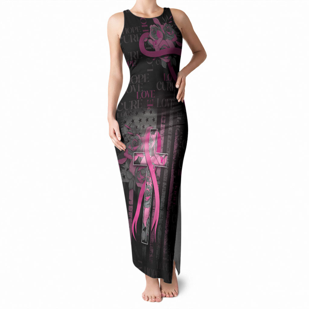 Personalized American Breast Cancer Support Tank Maxi Dress Hope And Cure Cross