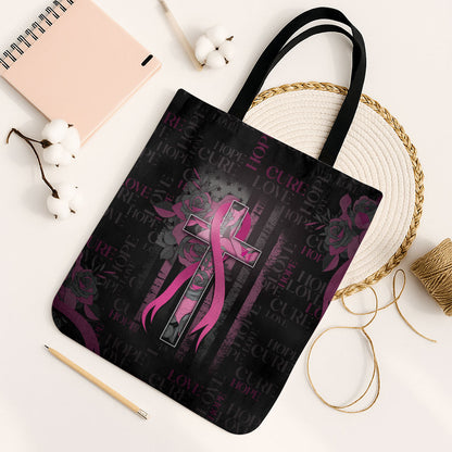 American Breast Cancer Support Tote Bag Hope And Cure Cross
