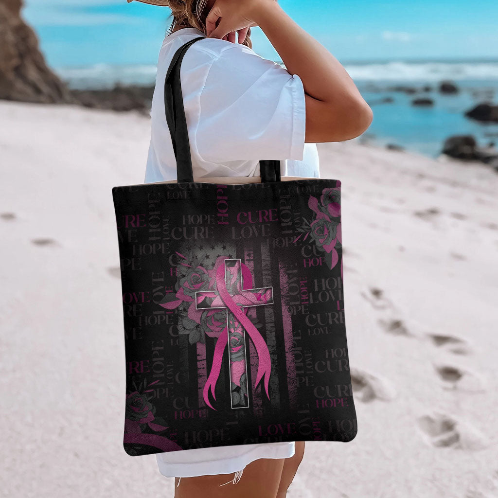 American Breast Cancer Support Tote Bag Hope And Cure Cross