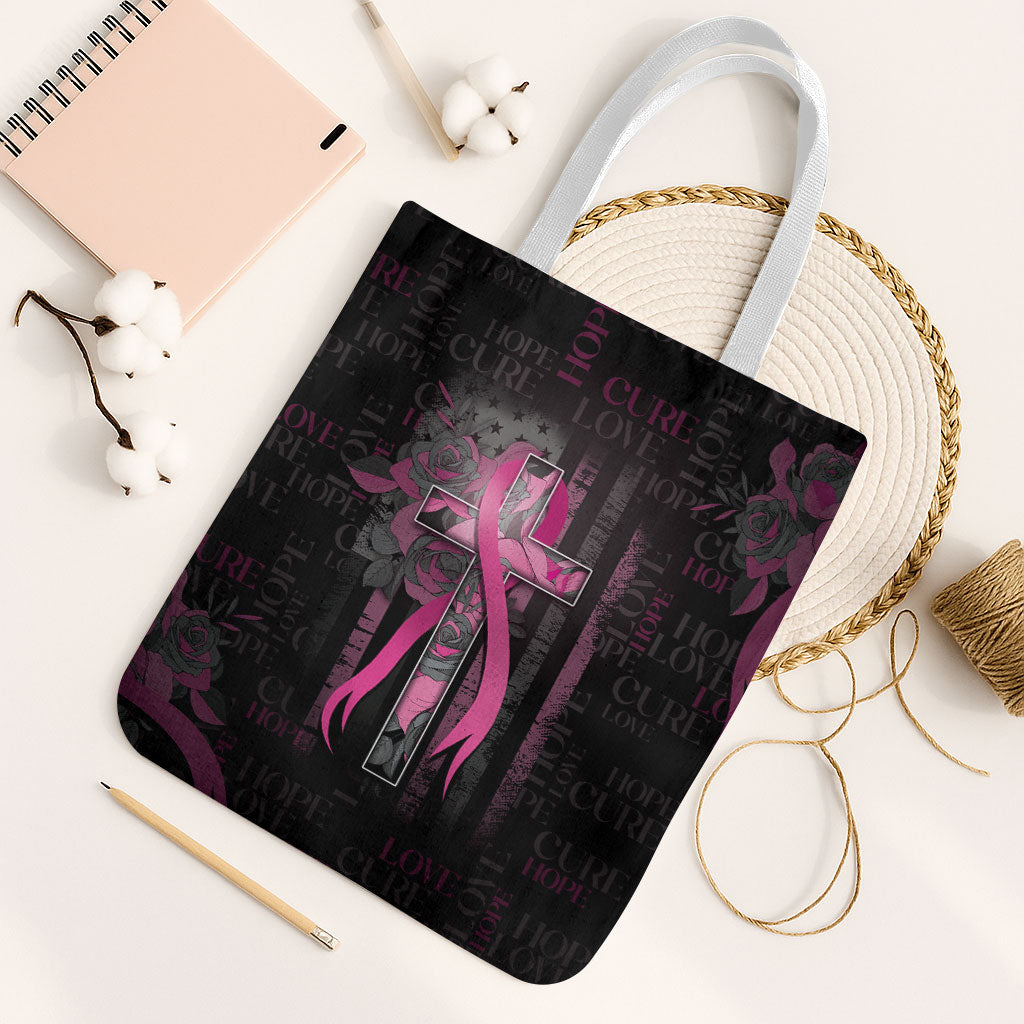 American Breast Cancer Support Tote Bag Hope And Cure Cross