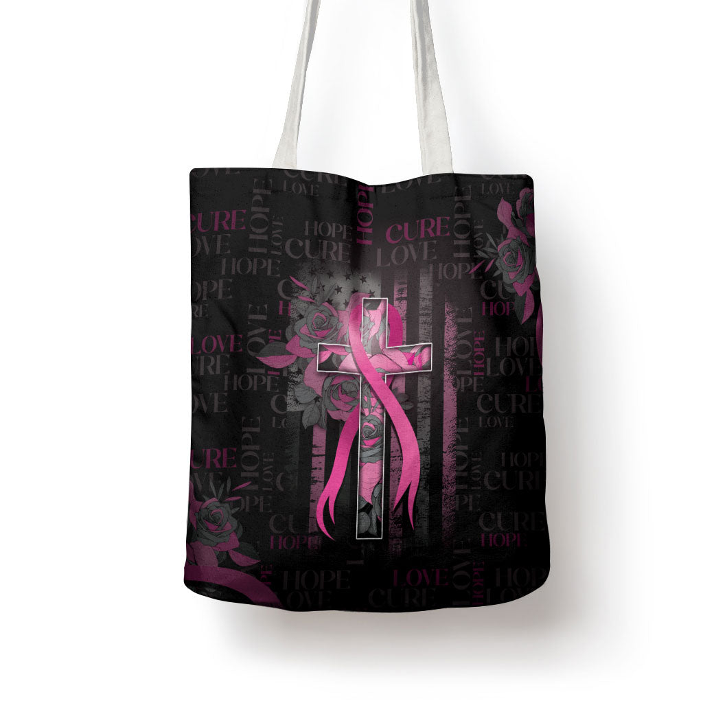 American Breast Cancer Support Tote Bag Hope And Cure Cross