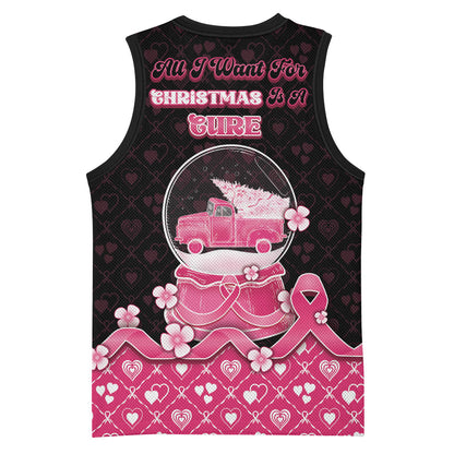 Breast Cancer Christmas Support Basketball Jersey Merry Pinkmas
