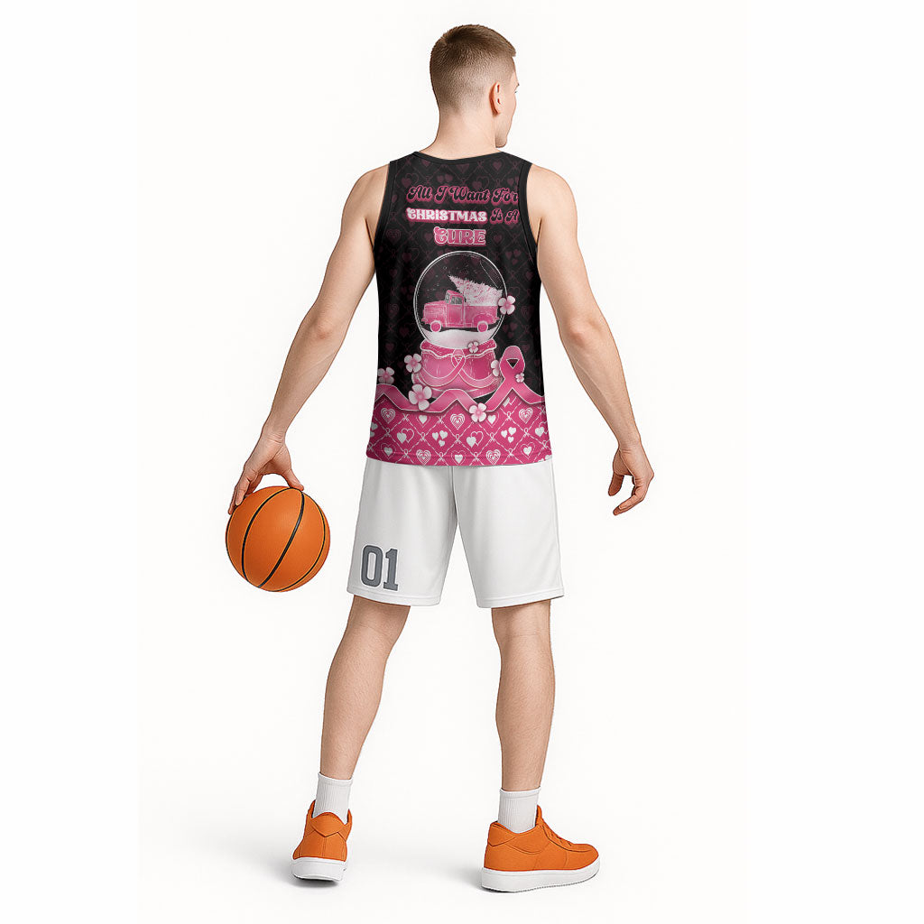 Breast Cancer Christmas Support Basketball Jersey Merry Pinkmas