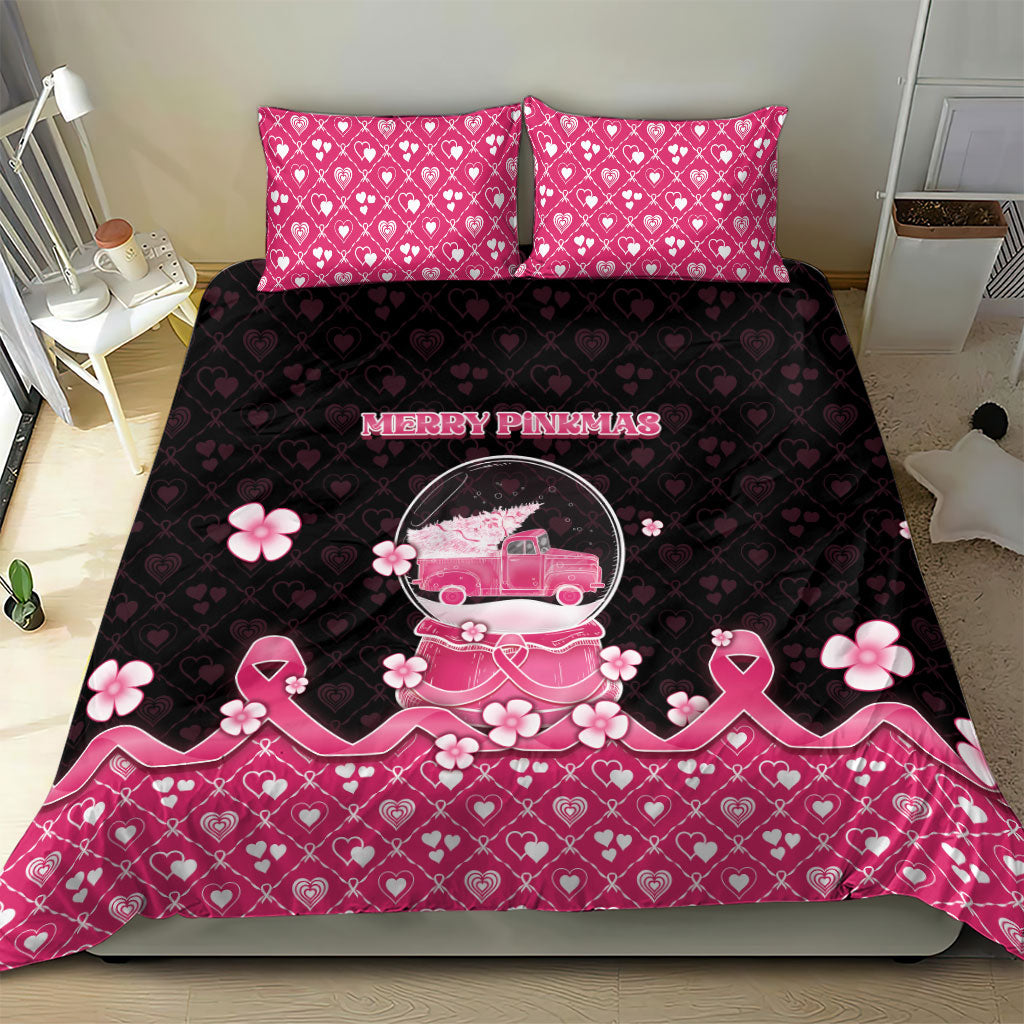 Breast Cancer Christmas Support Bedding Set Merry Pinkmas
