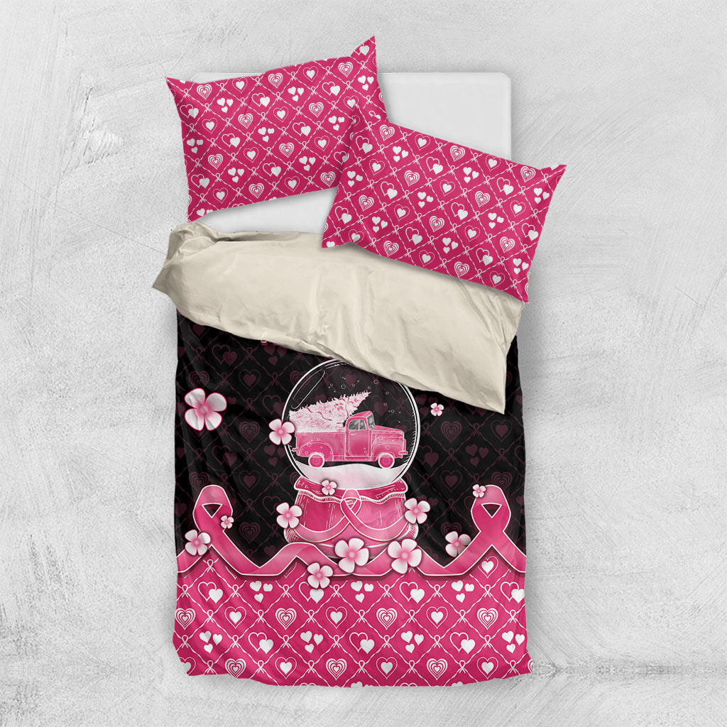 Breast Cancer Christmas Support Bedding Set Merry Pinkmas