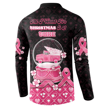 Breast Cancer Christmas Support Button Sweatshirt Merry Pinkmas