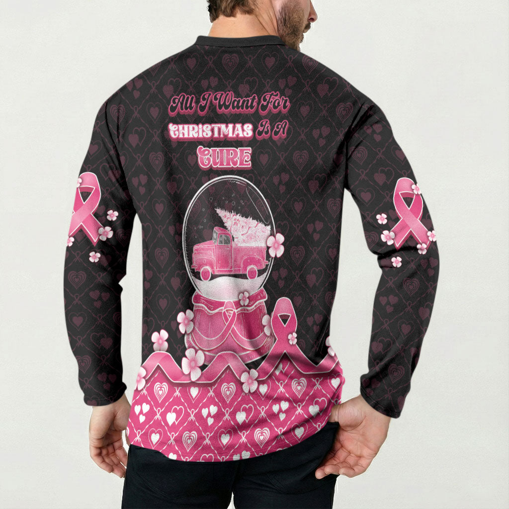 Breast Cancer Christmas Support Button Sweatshirt Merry Pinkmas