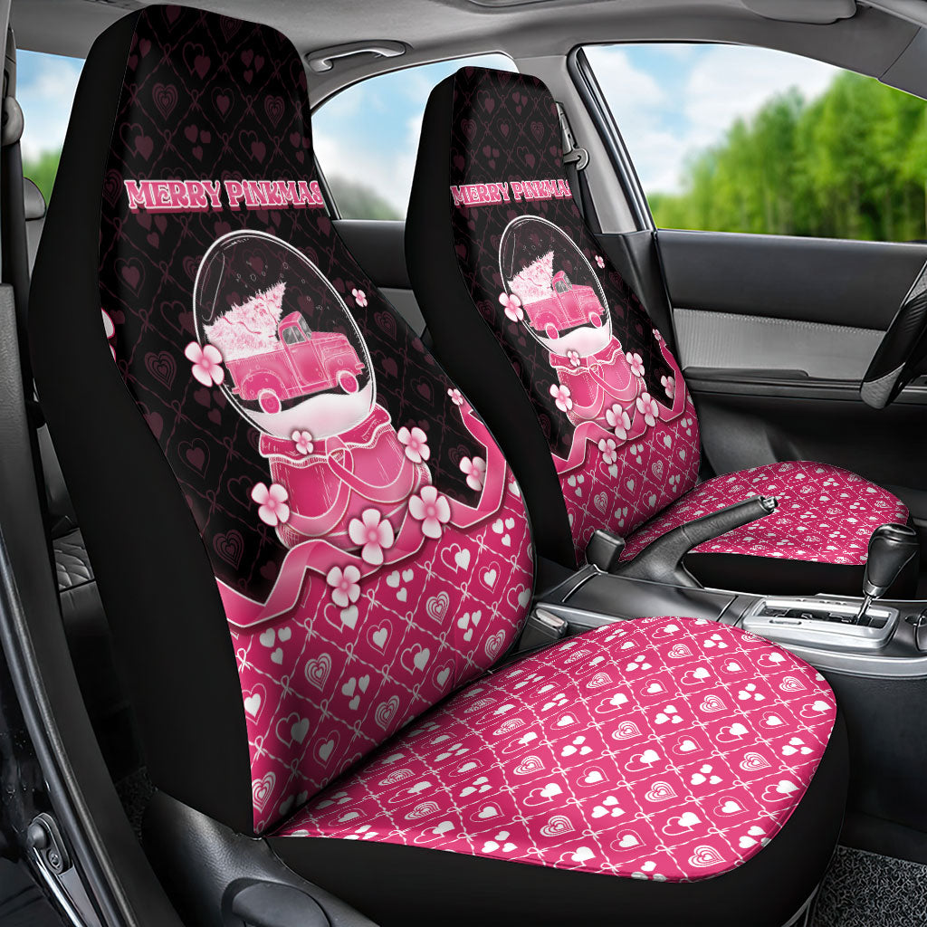 Breast Cancer Christmas Support Car Seat Cover Merry Pinkmas