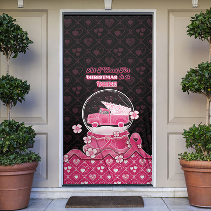 Breast Cancer Christmas Support Door Cover Merry Pinkmas