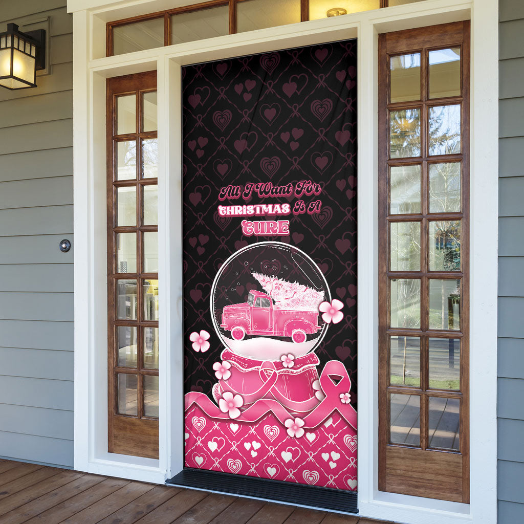 Breast Cancer Christmas Support Door Cover Merry Pinkmas