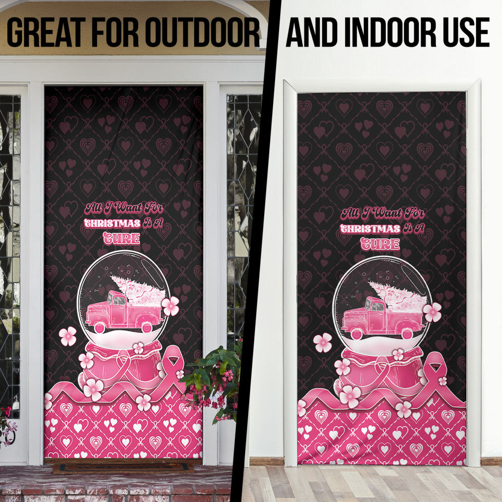 Breast Cancer Christmas Support Door Cover Merry Pinkmas