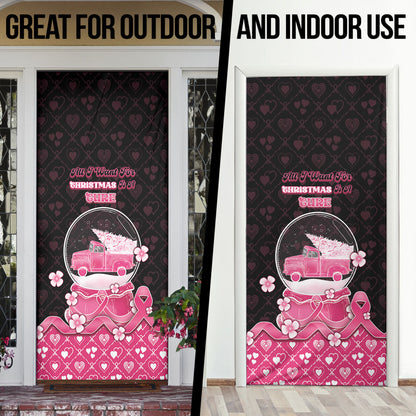 Breast Cancer Christmas Support Door Cover Merry Pinkmas
