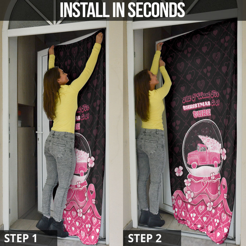 Breast Cancer Christmas Support Door Cover Merry Pinkmas