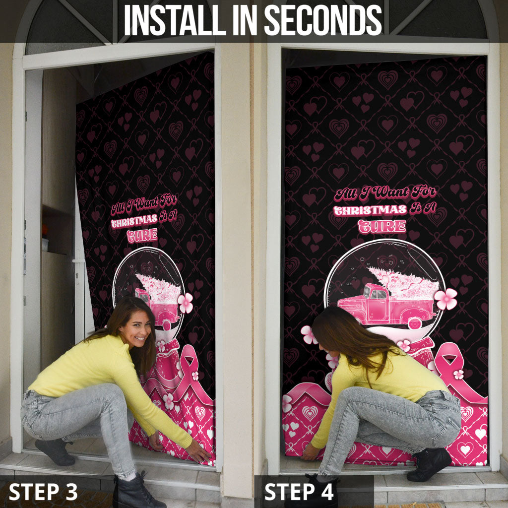 Breast Cancer Christmas Support Door Cover Merry Pinkmas