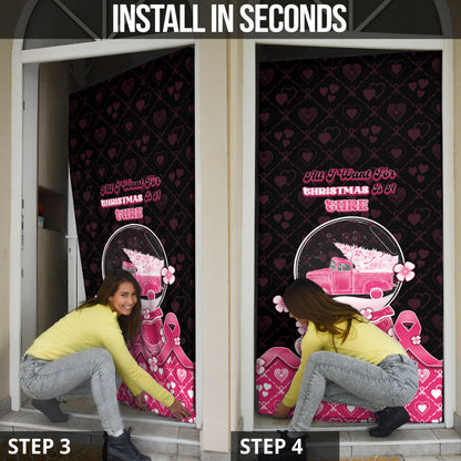 Breast Cancer Christmas Support Door Cover Merry Pinkmas