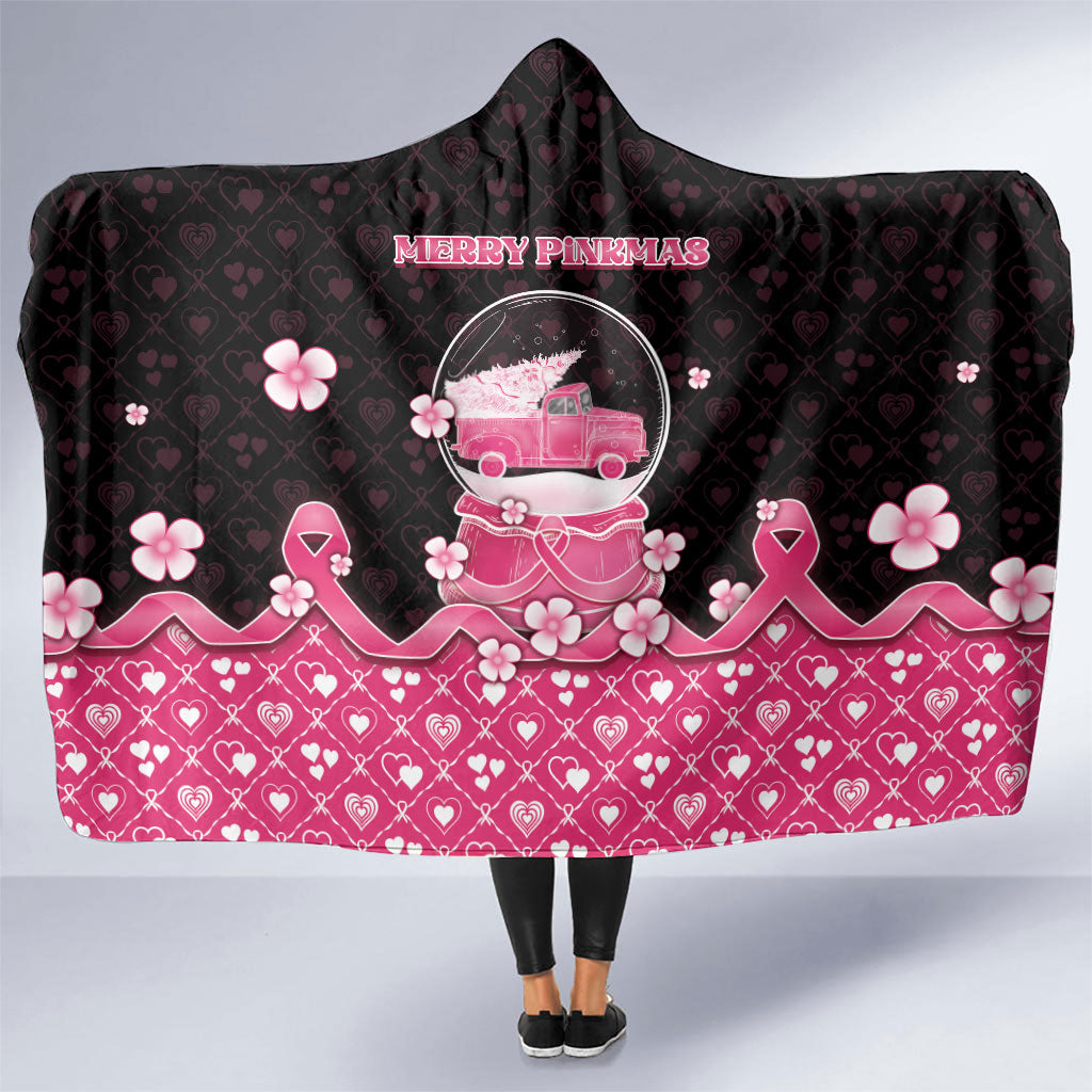 Breast Cancer Christmas Support Hooded Blanket Merry Pinkmas