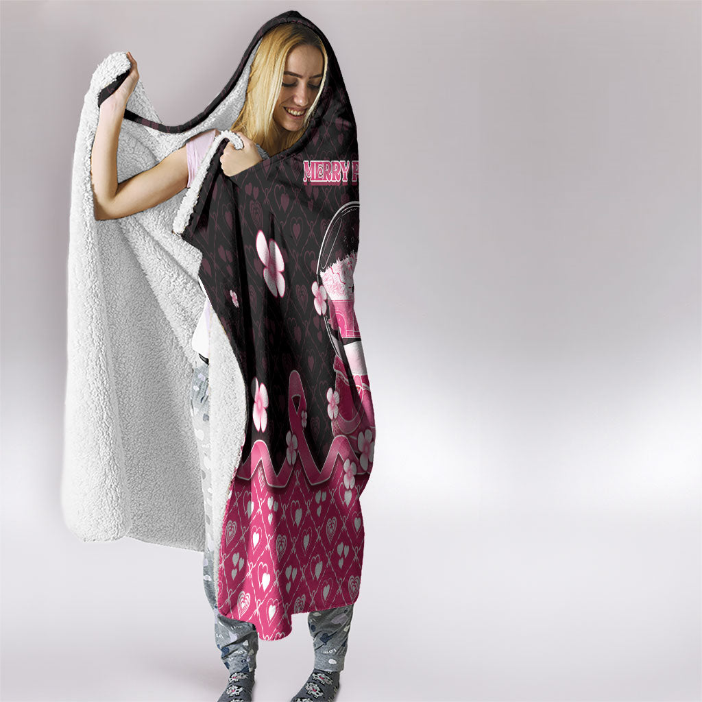 Breast Cancer Christmas Support Hooded Blanket Merry Pinkmas