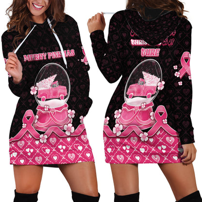 Breast Cancer Christmas Support Hoodie Dress Merry Pinkmas