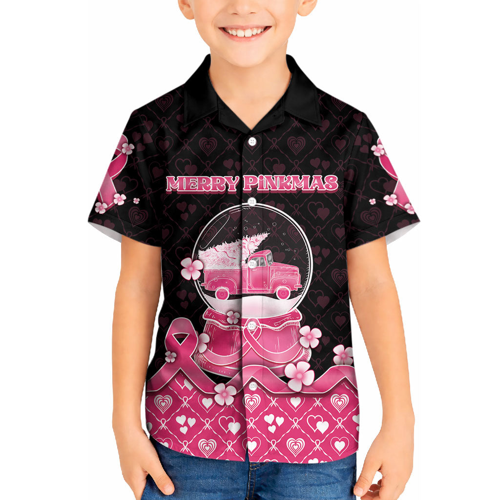 Breast Cancer Christmas Support Kid Hawaiian Shirt Merry Pinkmas
