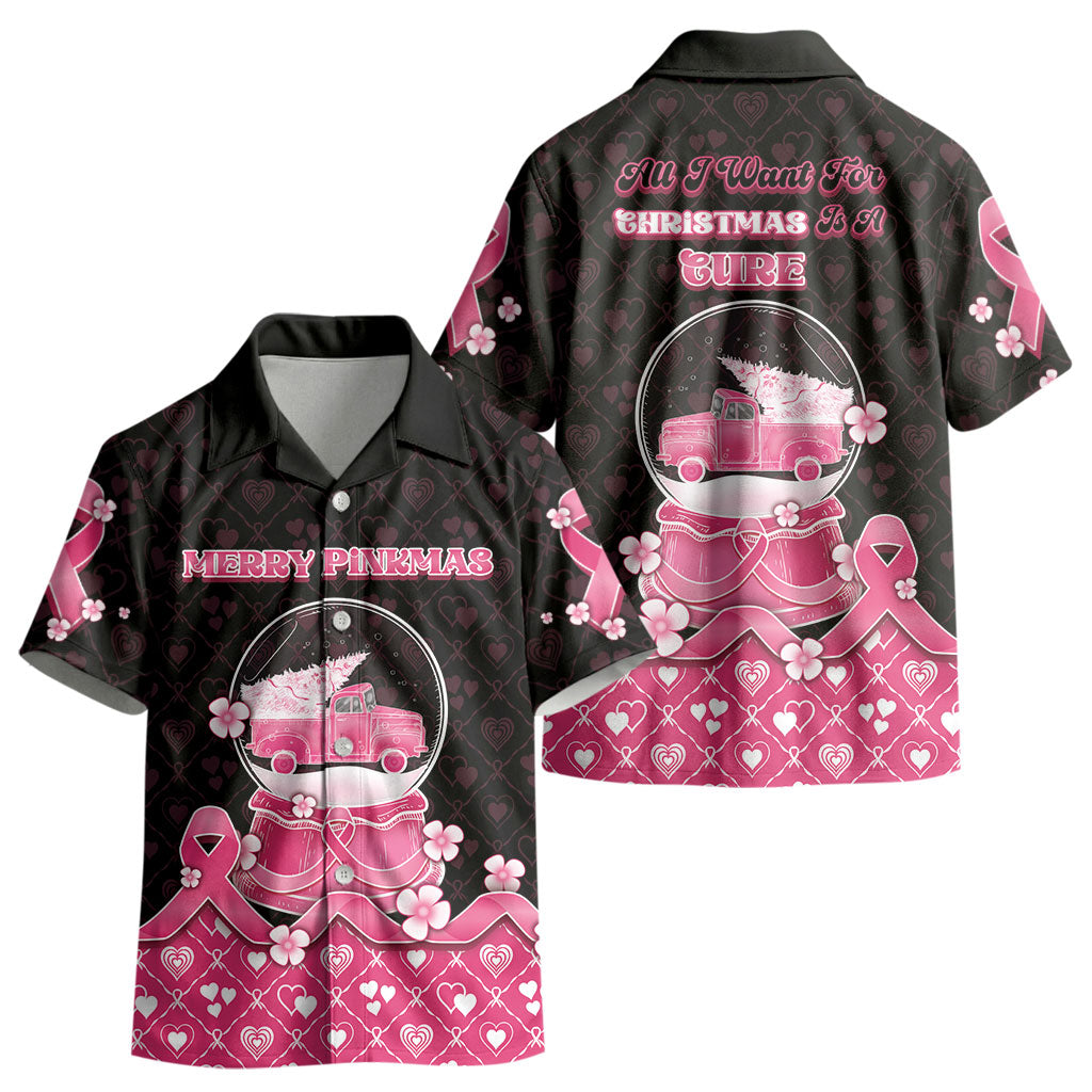 Breast Cancer Christmas Support Kid Hawaiian Shirt Merry Pinkmas