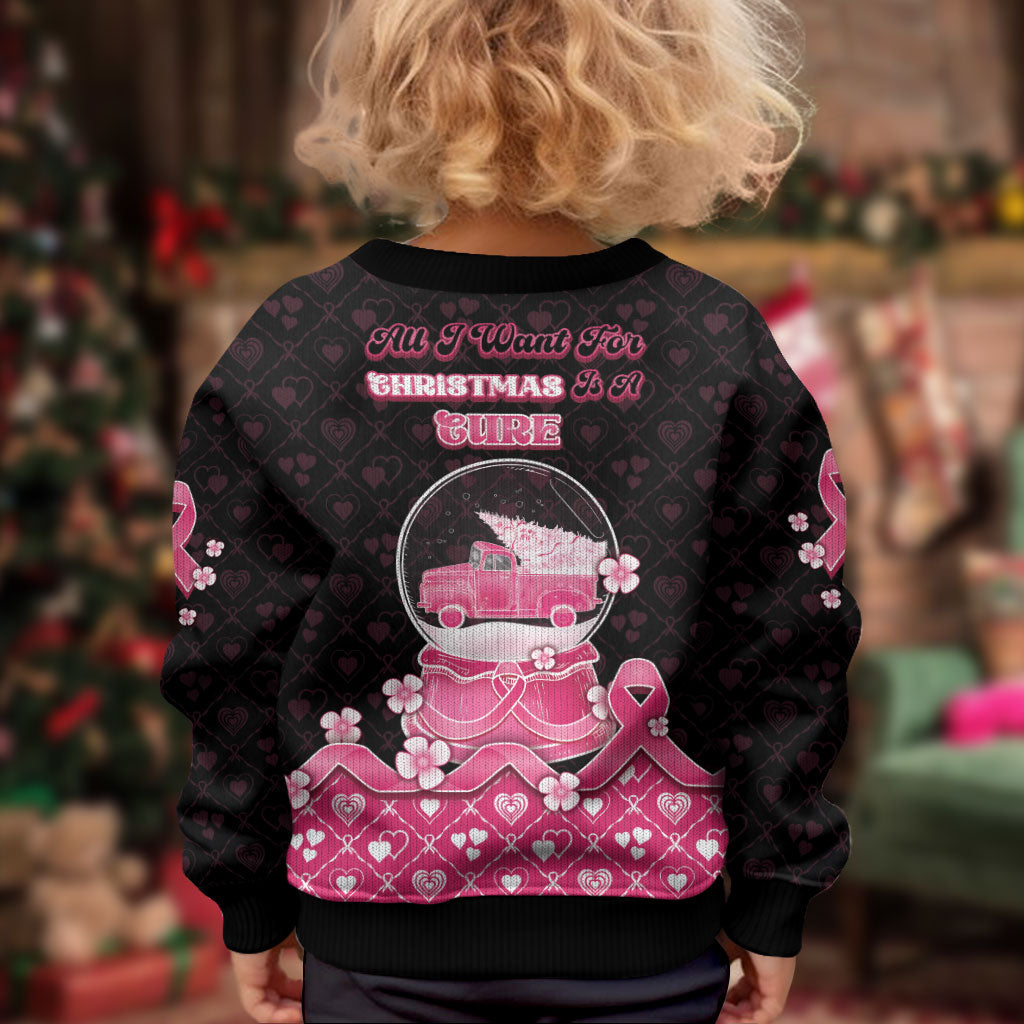 Breast Cancer Christmas Support Kid Ugly Christmas Sweater Merry Pinkmas