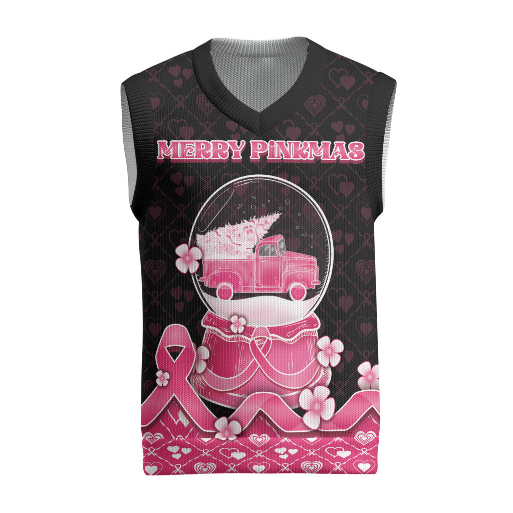 Breast Cancer Christmas Support Christmas Knitted V-Neck Vest Merry Pinkmas