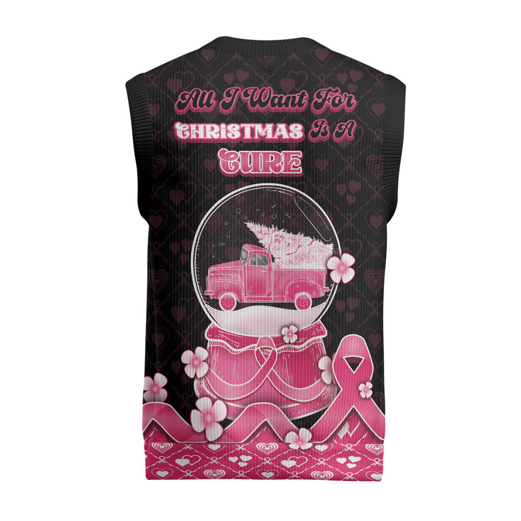 Breast Cancer Christmas Support Christmas Knitted V-Neck Vest Merry Pinkmas