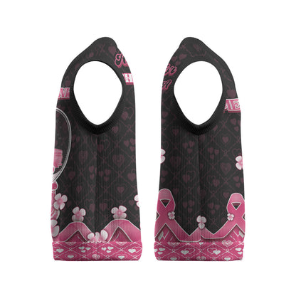 Breast Cancer Christmas Support Christmas Knitted V-Neck Vest Merry Pinkmas