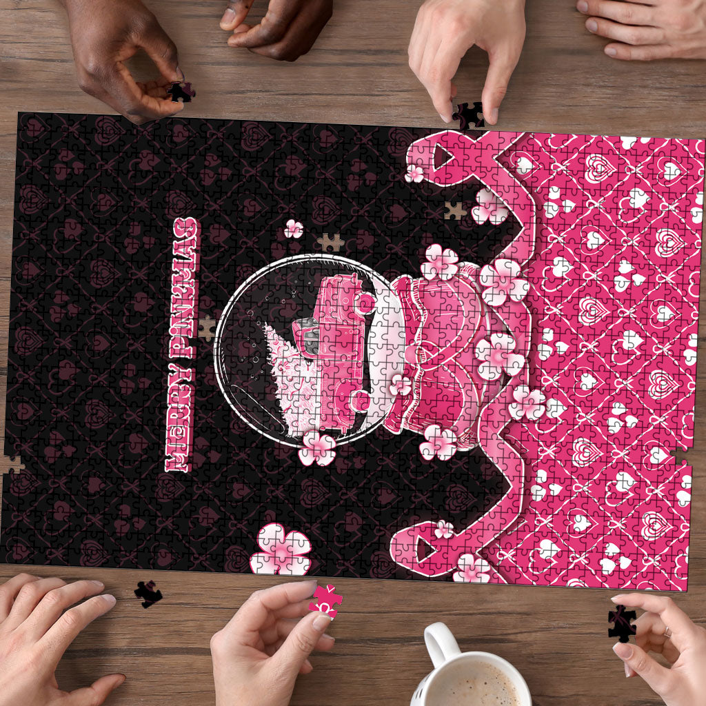 Breast Cancer Christmas Support Puzzle Merry Pinkmas