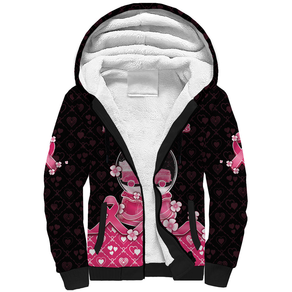 Breast Cancer Christmas Support Sherpa Hoodie Merry Pinkmas