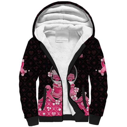 Breast Cancer Christmas Support Sherpa Hoodie Merry Pinkmas
