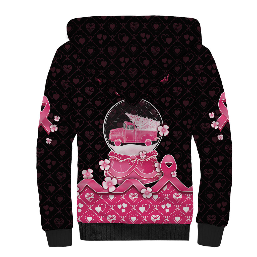 Breast Cancer Christmas Support Sherpa Hoodie Merry Pinkmas