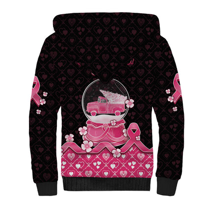 Breast Cancer Christmas Support Sherpa Hoodie Merry Pinkmas