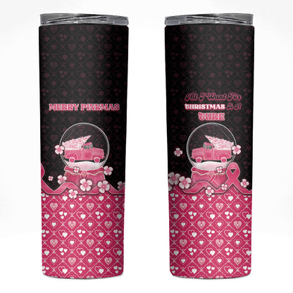 Breast Cancer Christmas Support Skinny Tumbler Merry Pinkmas