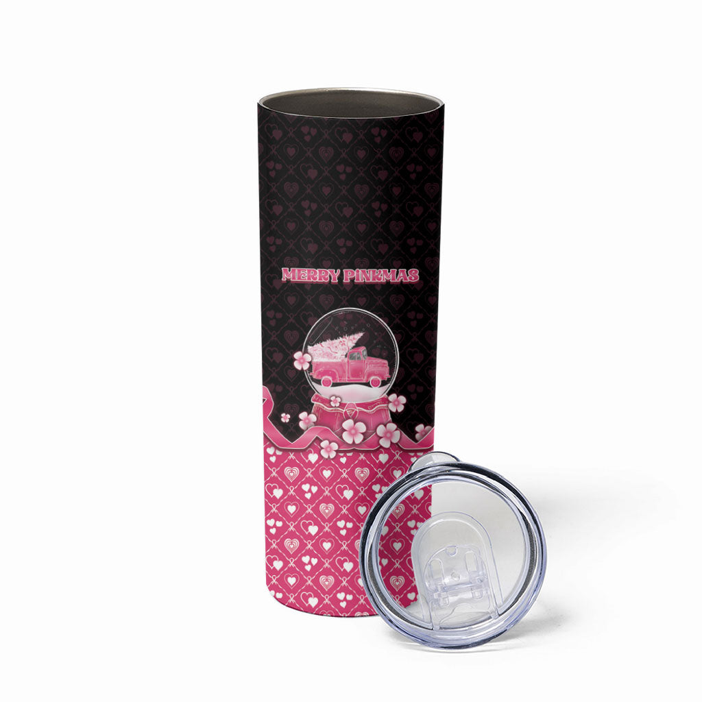 Breast Cancer Christmas Support Skinny Tumbler Merry Pinkmas