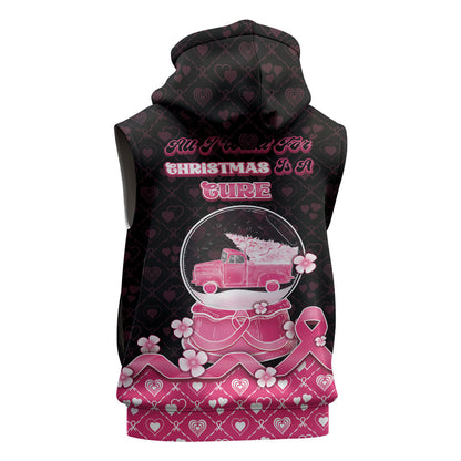 Breast Cancer Christmas Support Sleeveless Hoodie Merry Pinkmas