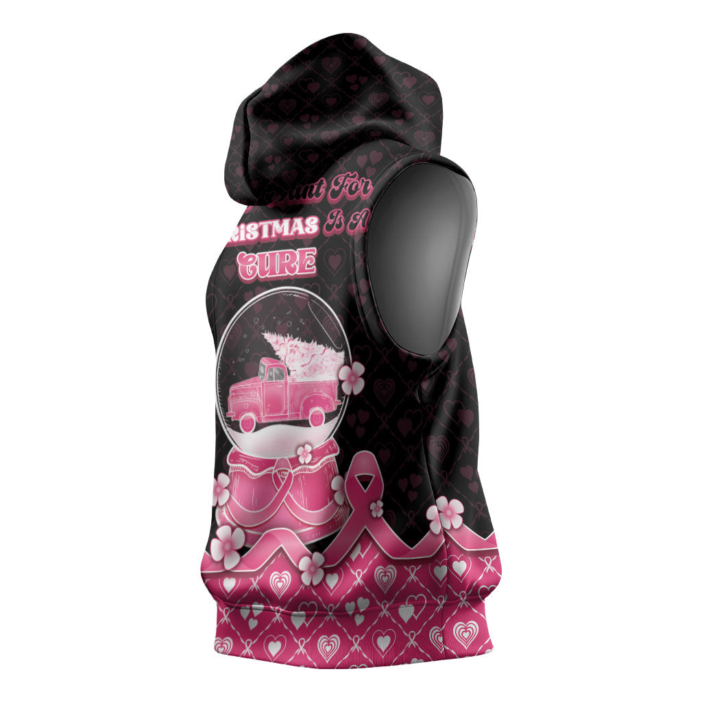 Breast Cancer Christmas Support Sleeveless Hoodie Merry Pinkmas