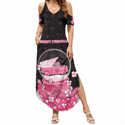 Breast Cancer Christmas Support Summer Maxi Dress Merry Pinkmas
