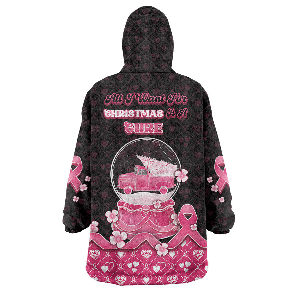 Breast Cancer Christmas Support Wearable Blanket Hoodie Merry Pinkmas