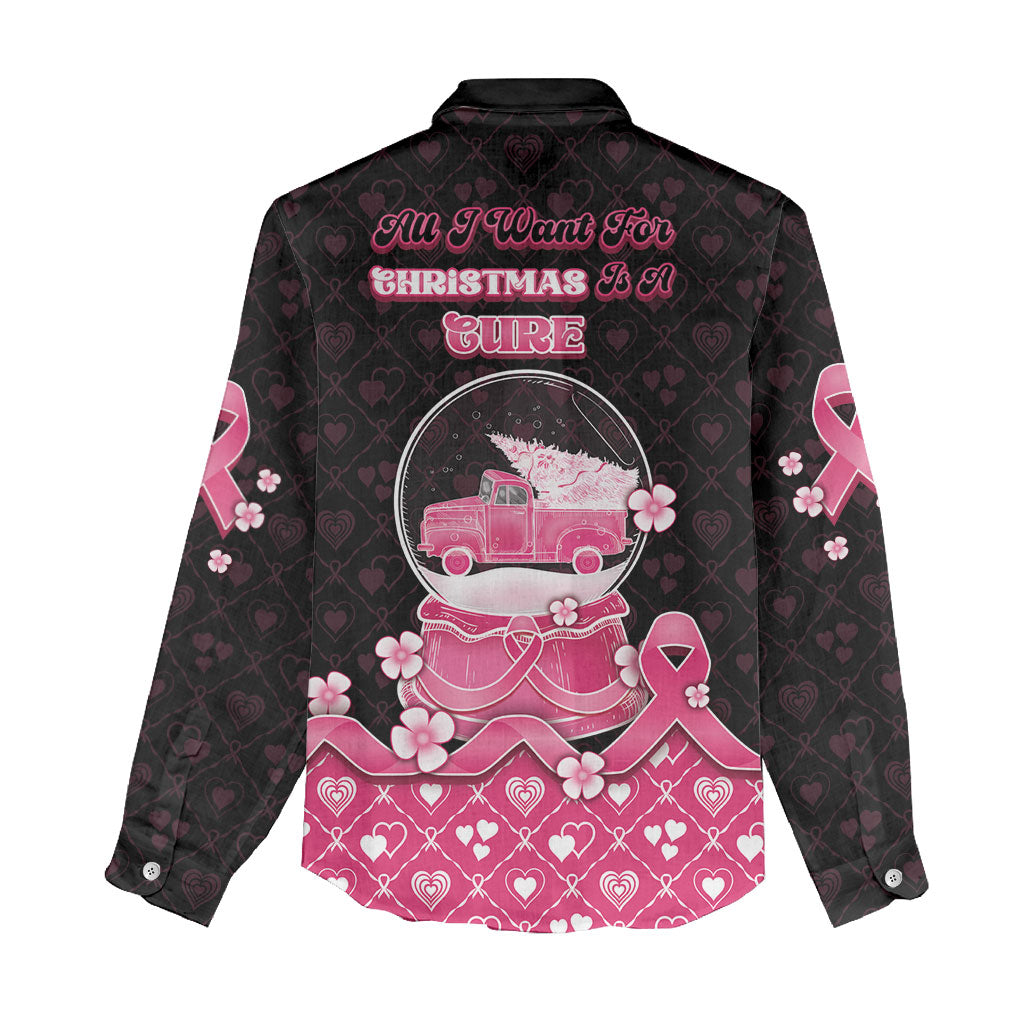 Breast Cancer Christmas Support Women Casual Shirt Merry Pinkmas