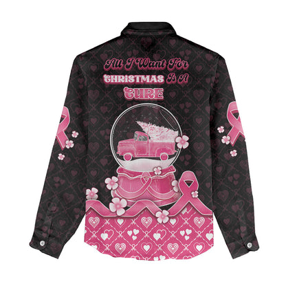 Breast Cancer Christmas Support Women Casual Shirt Merry Pinkmas