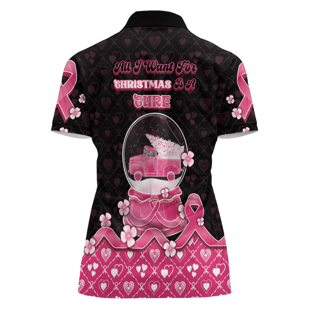 Breast Cancer Christmas Support Women Polo Shirt Merry Pinkmas