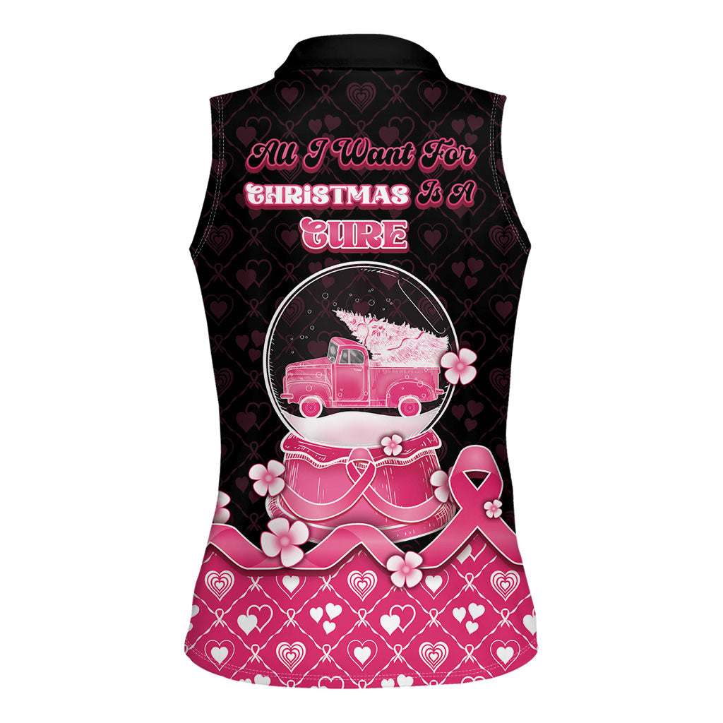 Breast Cancer Christmas Support Women Sleeveless Polo Shirt Merry Pinkmas