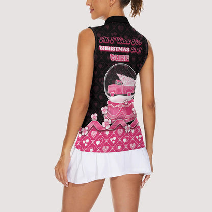 Breast Cancer Christmas Support Women Sleeveless Polo Shirt Merry Pinkmas