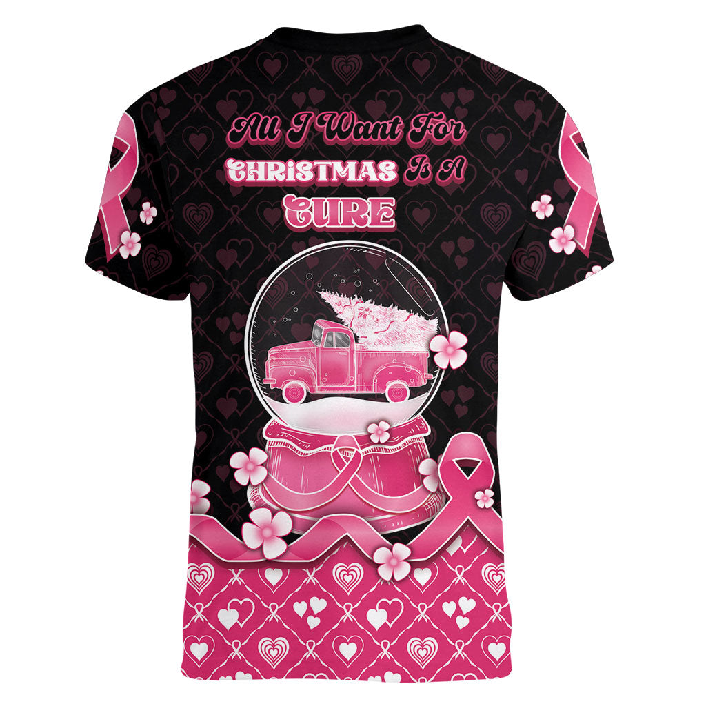 Breast Cancer Christmas Support Women V-Neck T-Shirt Merry Pinkmas